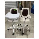 2 rolling high chairs