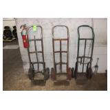 (3) Hand Trucks with Solid Tires