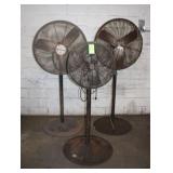 (3) Shop Pedestal Fans; (2) 32', (1) 24'