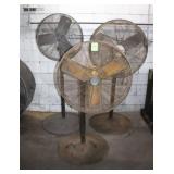 (3) Shop Pedestal Fans; (2) 32', (1) 24'