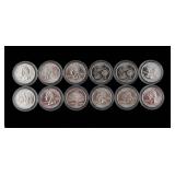 1999 & 2000 Silver State Quarters (10)