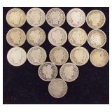 18 Assorted Barber Dimes