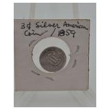 1859 US 3 Cent Piece 'Trime'