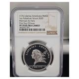 2020 Monnaie de Paris (Paris Mint) Libertas Americana 1oz Palladium Proof medal.