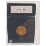 Indian Head 2 1/2 Dollar Gold Piece AU New York Mint