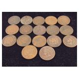 17 Assorted Indian Head Cents
