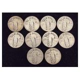 10 Assorted Standing Liberty Quarters
