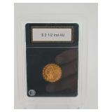 Indian Head 2 1/2 Dollar Gold Piece AU New York Mint