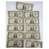 Eleven 1957 $1 Siver Certificates
