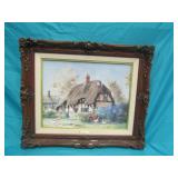 Framed Lithograph Print " Morning Glory Cottage"
