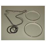 Silver Tone Necklace & Bangle Bracelets