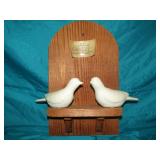 15" T Wood Stand w/ 2 Ceramic 8" Doves