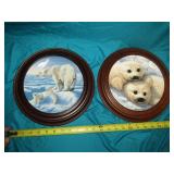 Polar Bear & Baby Seal Collector Plates In Wood