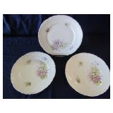 3 Floral Ceramic Plates 9 1/2" W