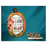 12" Ceramic Pumpkin Decor & Napkins