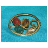 12 Kt Pin Broach With 3 Stones 1" x 1 1/2"