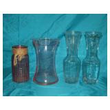 Clear & Pink Glass Vases Clear Are 9" T