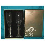 Lenox Jubilee Pearl Toasting Flutes 10 1/4" T