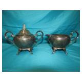Metal Creamer & Sugar Bowl 5 1/2" T