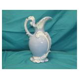 Ceramic Blue Pitcher 8 1/2" T