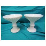 2 Small Milk Glass Pcs 3 1/2" T Needs Cleaning