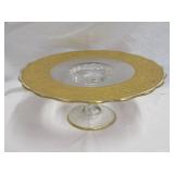 Clear Glass Gold Tone Cake Stand