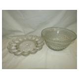 2 Pc Pressed Glass bowl 5" T x 9 1/2" Dia