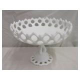 Milk Glass Serving Display 7 1/4" T x 9 1/2" Dia