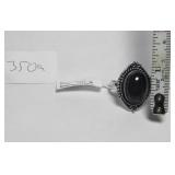 German Silver & Black Onyx Ring Sz 9