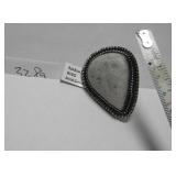 German Silver & Rainbow Onyx Ring Sz 6