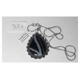 German Silver Banded Onyx Pendant w/18" Chain