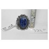 German Silver & Blue Onlyx Ring Sz 9