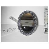 German Silver & Banded Onyx  Ring Sz 8