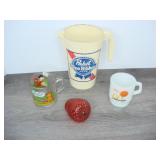 Lot of Mugs, Pabst Blue Ribbon Pitcher and...