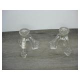 Lot of 2 Glass Candleholders