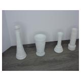 Lot of 4 Small Milk Glass Vases
