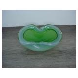 Vintage Green and White Glass Bowl