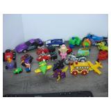 Lot of Vintage Cars, Motorcycles, and Toy People