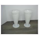 Lot of 2 Milk Glass Vases