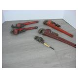 Lot of 5 Pipe Wrenches - Variety of Sizes