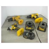 Dewalt 18v Cordless 2 Drills, 1 Impact, 1...
