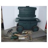 Rolling Outdoor Gardening Box - With trowels,...