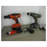 18v Black & Decker Drill, 18v Genesis Drill w/2...