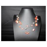Triple strand shell & bead necklace