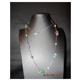 Long tarnished silvertone necklace