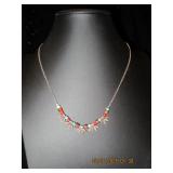 Dainty Chain Necklace with Multi-Colored Beads and