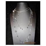 Stella & Co. Two-Strand Silvertone Necklace with B