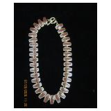 Gold-Tone Link Necklace with Brown Inlay