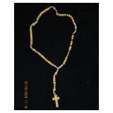 Wooden Bead Corded Rosary Necklace