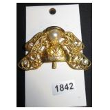 Gold-Tone Angel Brooch with Faux Pearl and Rhinest